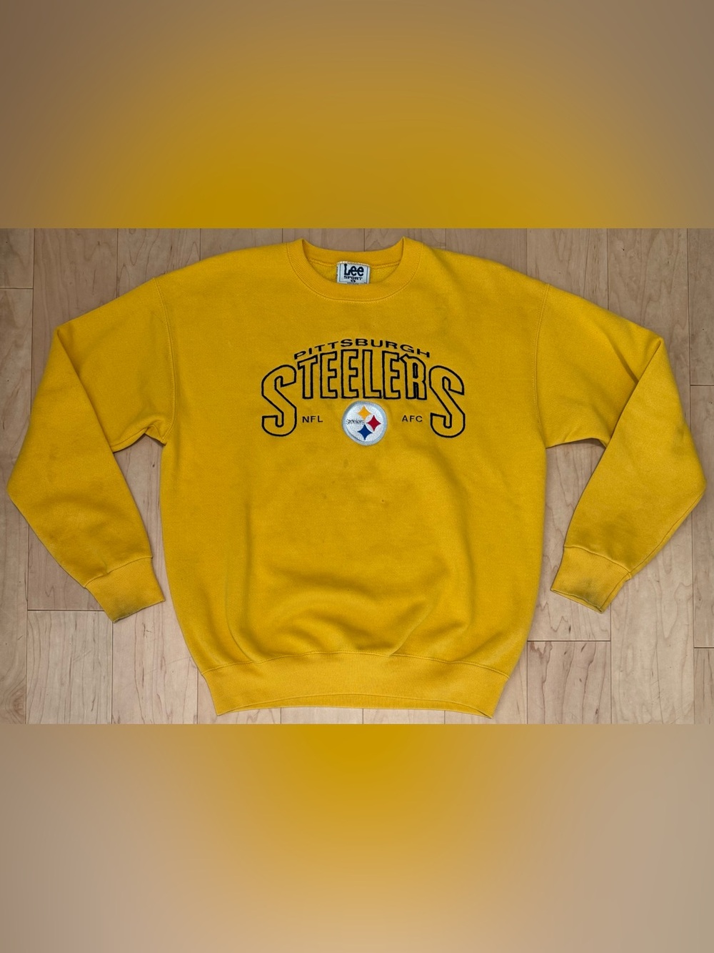 Vintage Lee Sport Pittsburgh Steelers Crewneck Sweatshirt Gold Made in USA Large